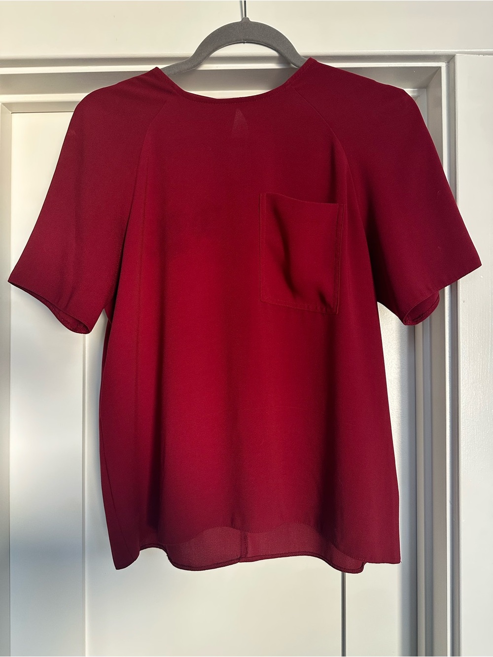 Topshop Short-Sleeve Pocket Tee in Deep Berry Red
